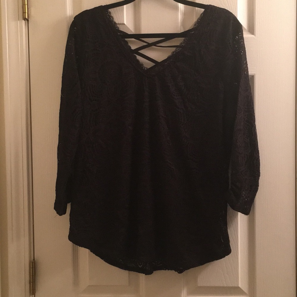 Black Lace three quarter sleeve Top
